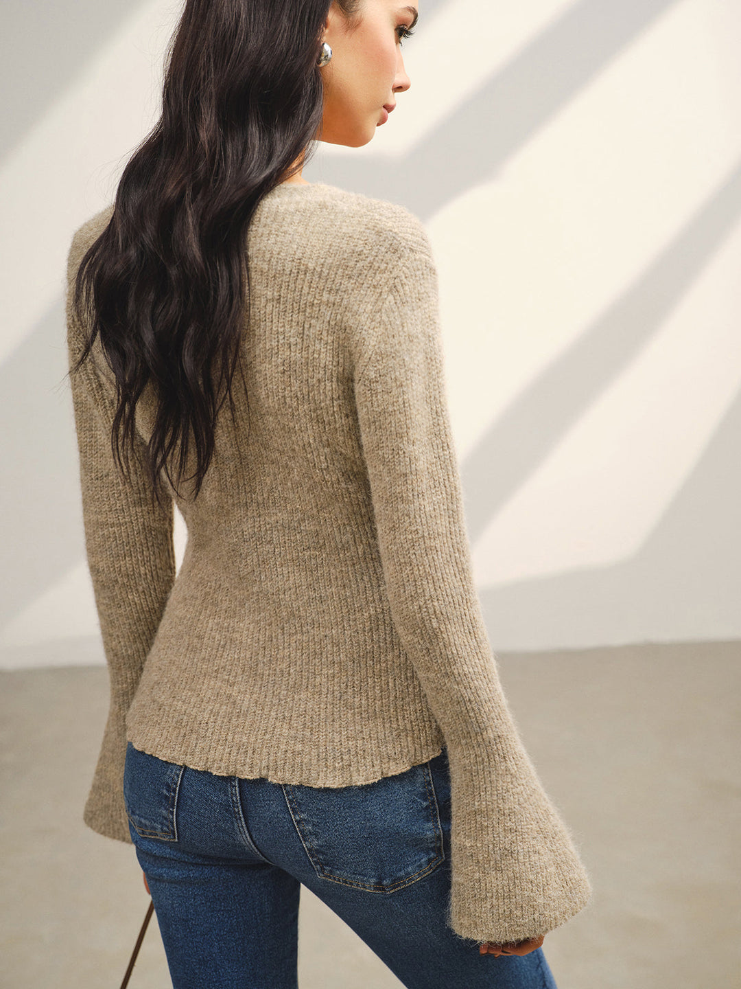 V-Neck Bell Sleeve Button Cardigan  Liora Lane Boutique Cardigans