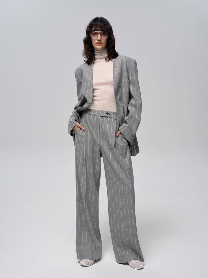 Wool-Blend Pinstripe Tweed Pants  Liora Lane Boutique Pants