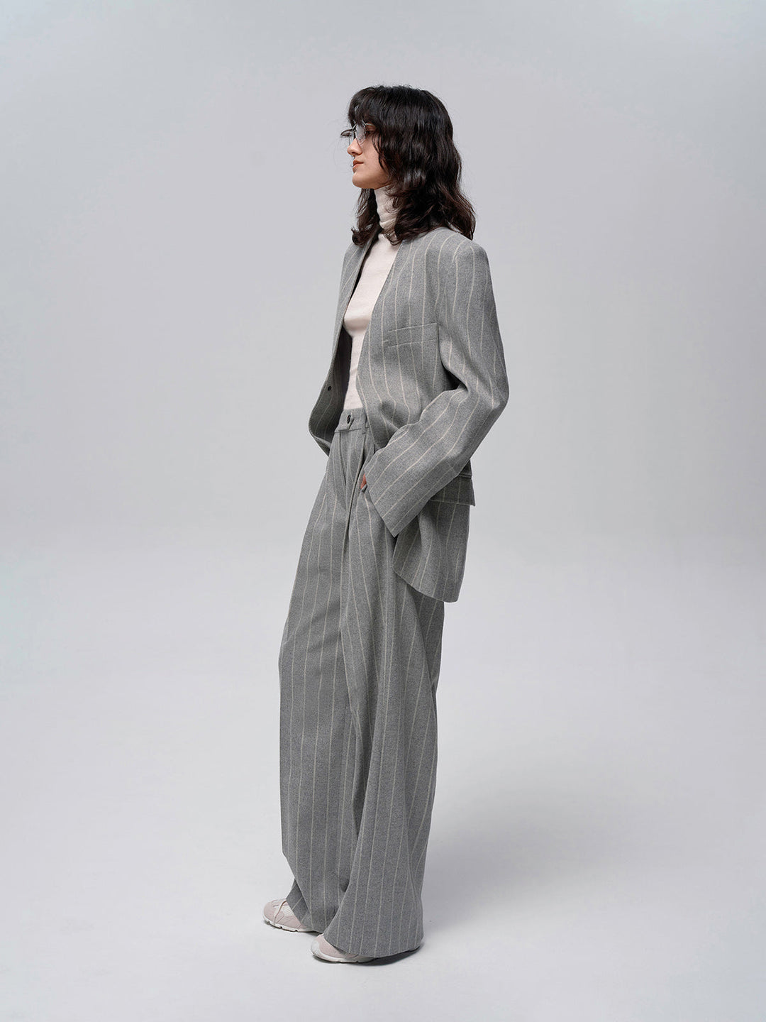 Wool-Blend Pinstripe Tweed Pants  Liora Lane Boutique Pants