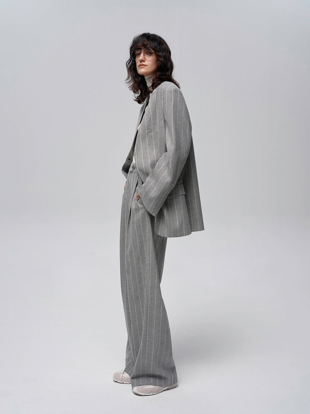 Wool-Blend Pinstripe Tweed Pants  Liora Lane Boutique Pants
