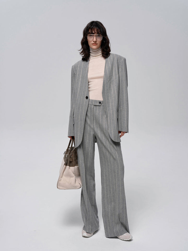 Wool-Blend Pinstripe Tweed Pants  Liora Lane Boutique Pants