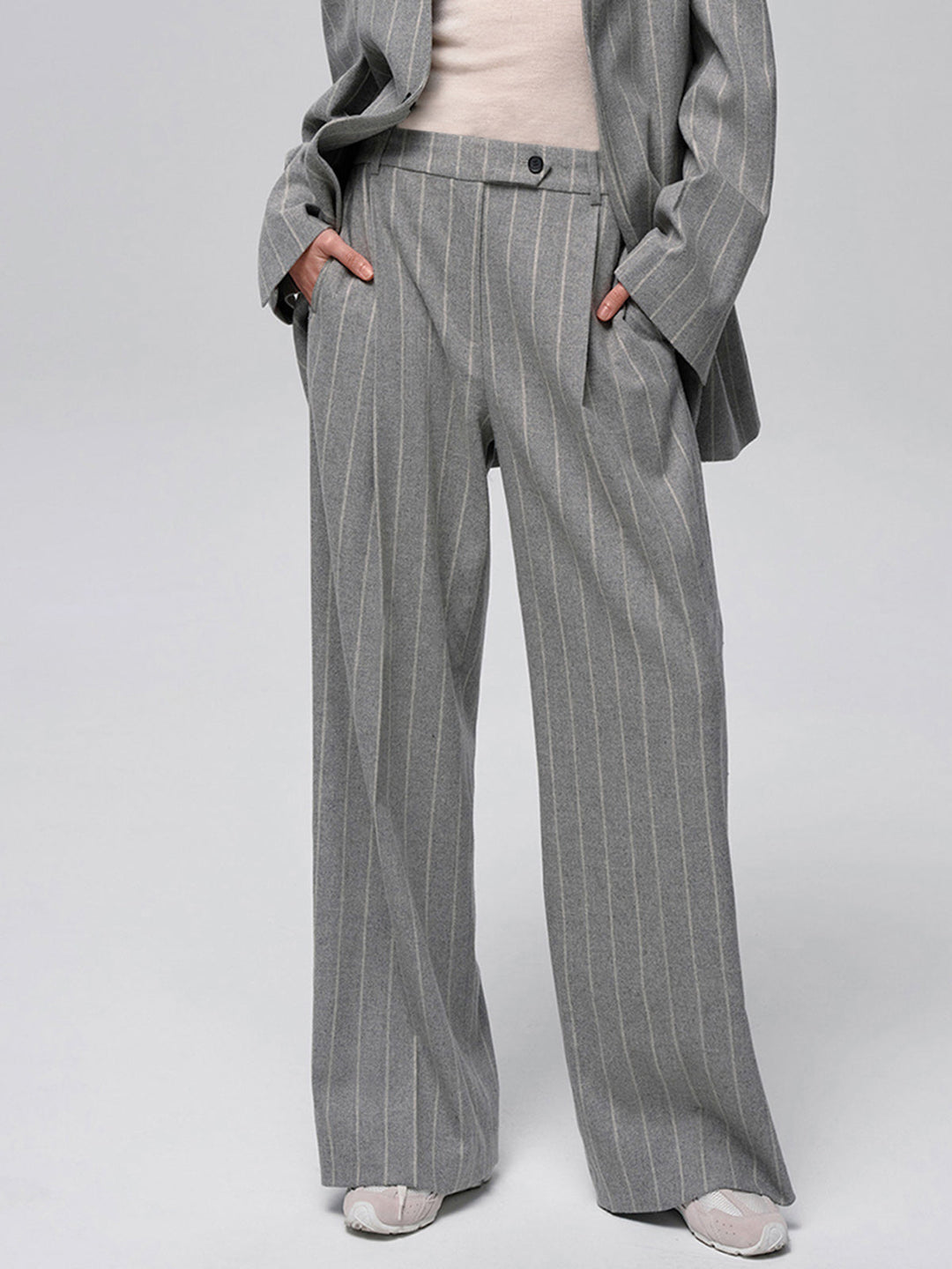Wool-Blend Pinstripe Tweed Pants  Liora Lane Boutique Pants