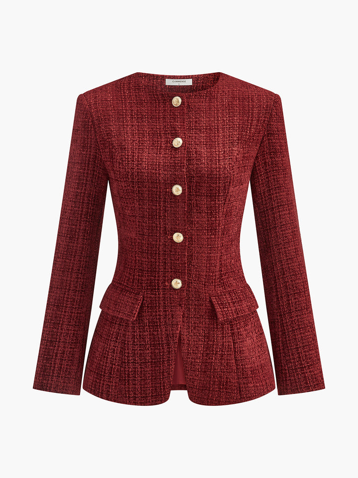 Button Down Slit Tweed Blazer  Liora Lane Boutique Blazers