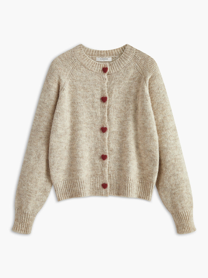 Elegant Heart-Button Cardigan  Liora Lane Boutique Cardigans Apricot / XL 45.00
