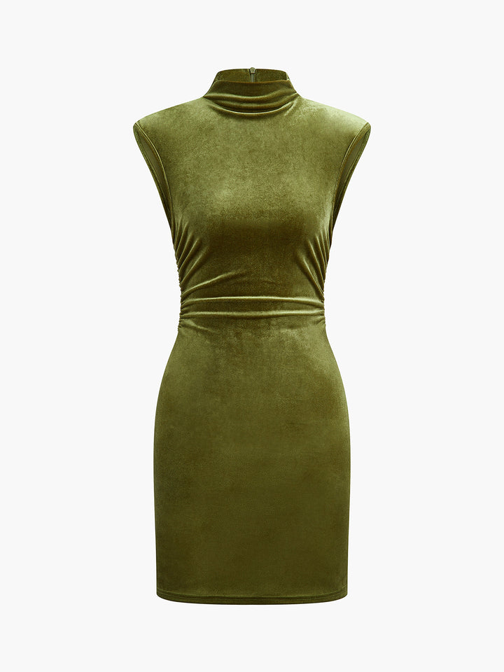 Mock Neck Sleeveless Velvet Dress  Liora Lane Boutique Dresses