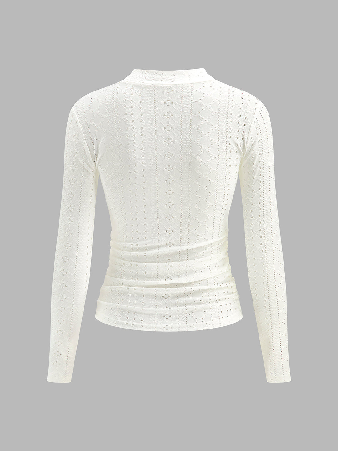 Semi-Sheer Stand Collar Side-Pleated Skinny Top  Liora Lane Boutique T-Shirts