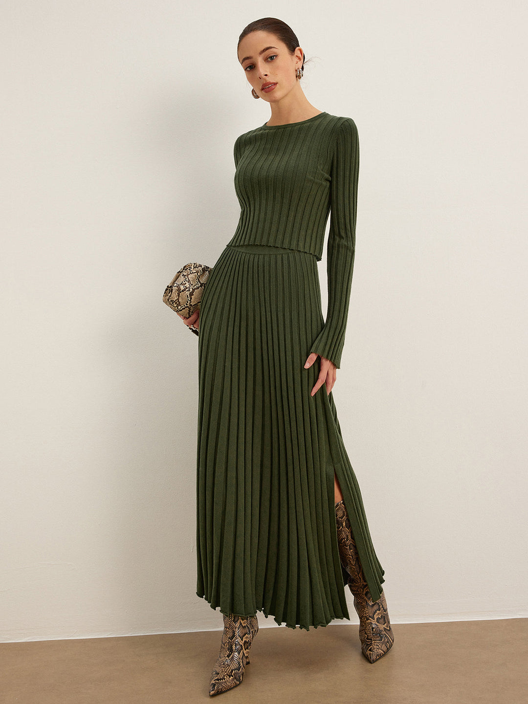 Lettuce Trim Pleated Sweater Skirt  Liora Lane Boutique Sweater Skirts