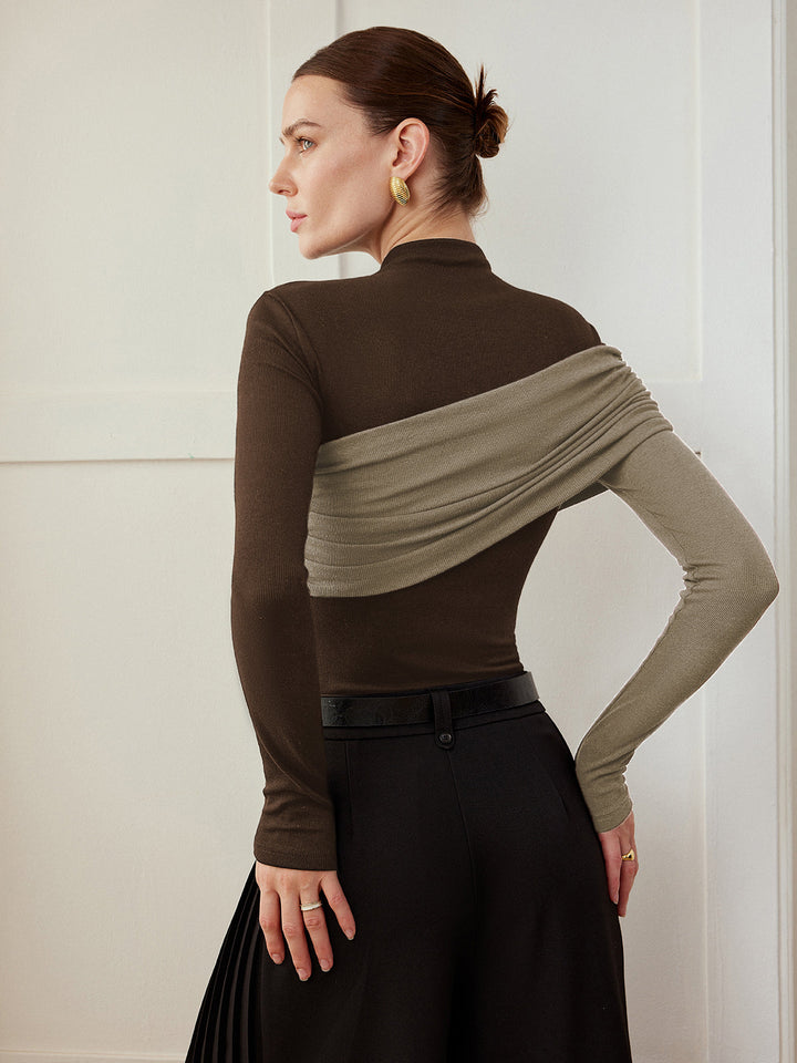 Color Block Pleated Jersey Slim Top  Liora Lane Boutique T-Shirts