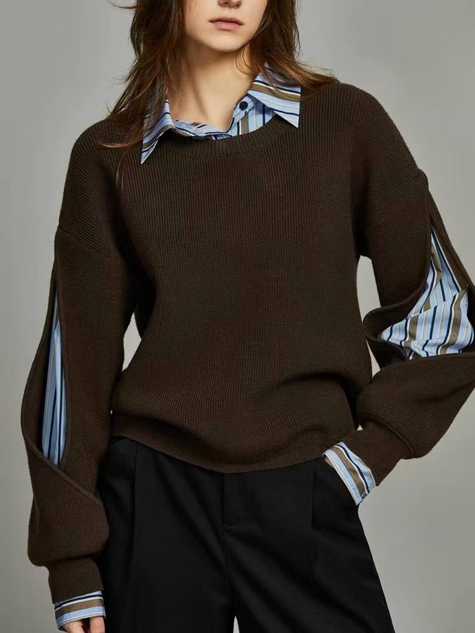 2 in 1 Ribbed Cutout Sweater  Liora Lane Boutique Sweaters