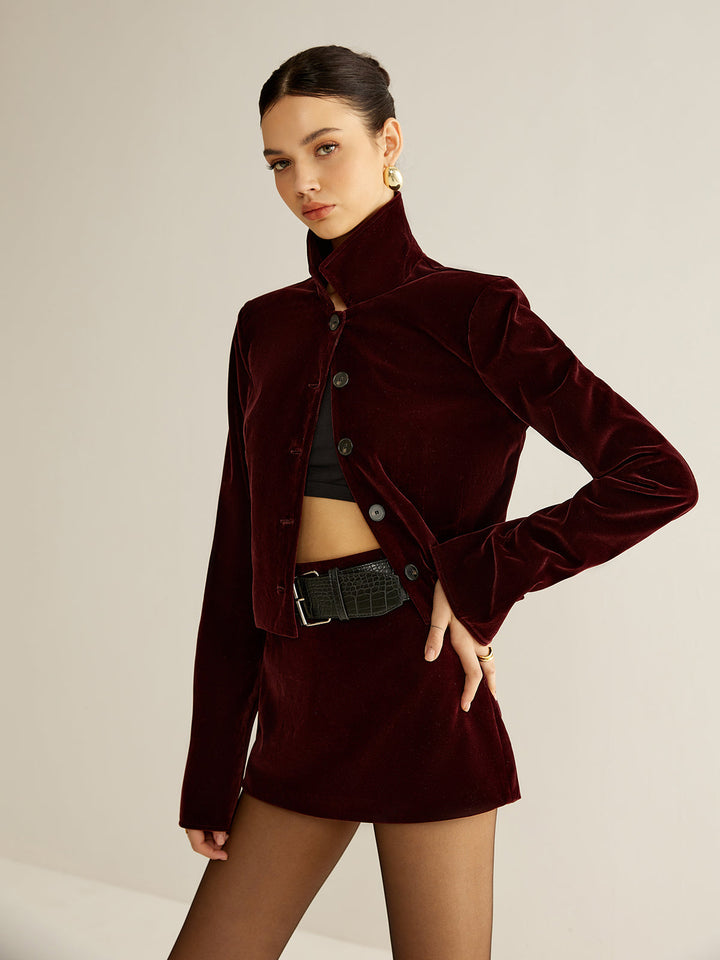 Velvet Lapel Short Blazer  Liora Lane Boutique Blazers