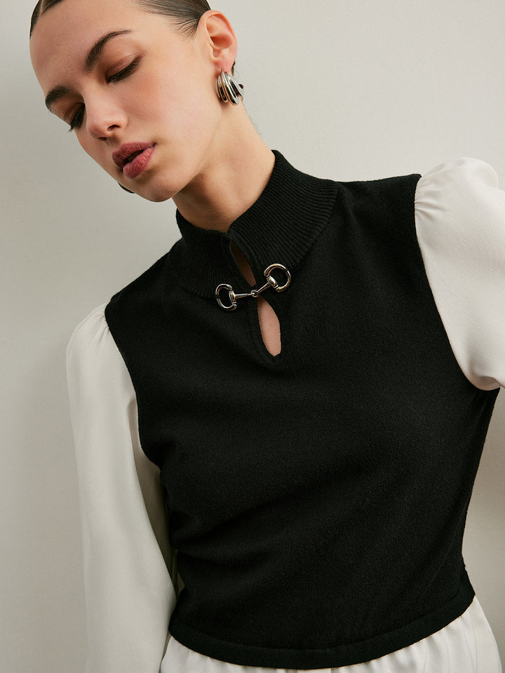 2 in 1 Color Block Metal-Detail Knit Top  Liora Lane Boutique Knit Tops
