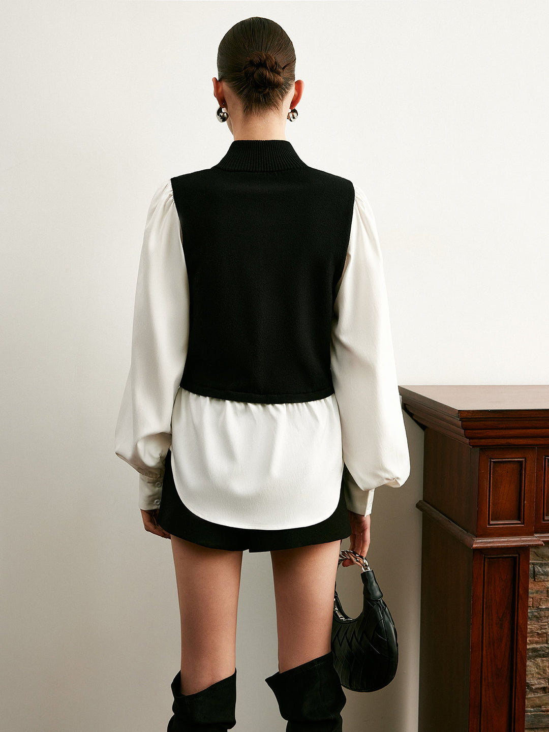 2 in 1 Color Block Metal-Detail Knit Top  Liora Lane Boutique Knit Tops
