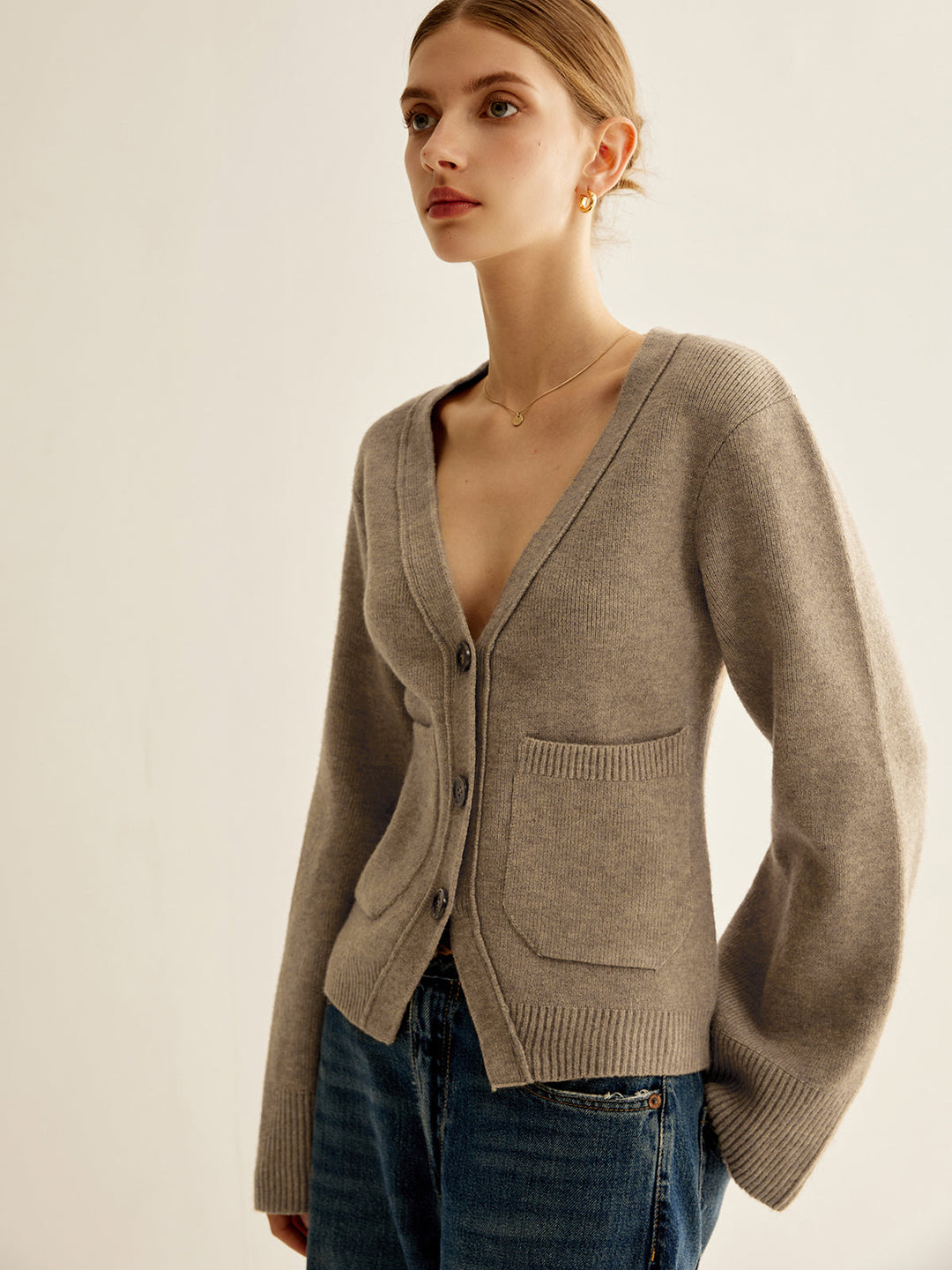 V-Neck Split Button Cardigan  Liora Lane Boutique Cardigans