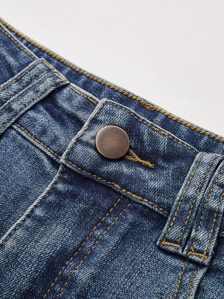 Mid-Waist Bootcut Denim Jeans Without Belt  Liora Lane Boutique Jeans