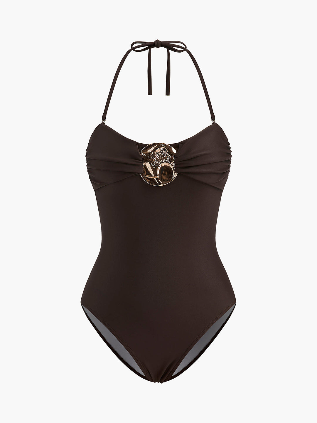 Metal Detail Twist Front One-Piece Swimsuit  Liora Lane Boutique One-Pieces