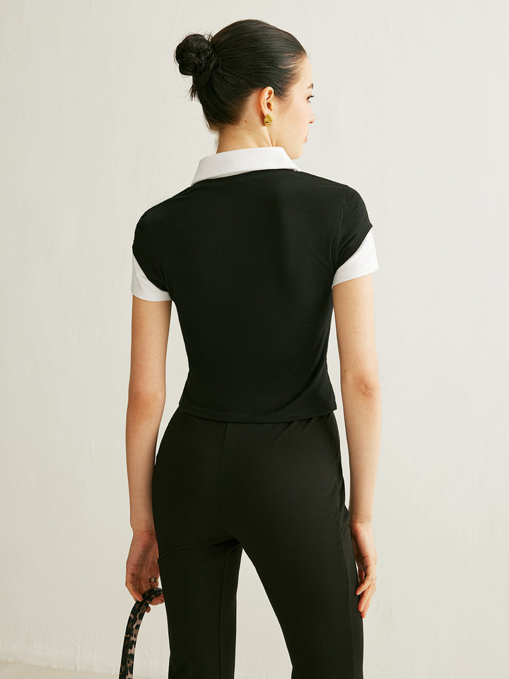 Polo Neck Color Block T-Shirt  Liora Lane Boutique T-Shirts