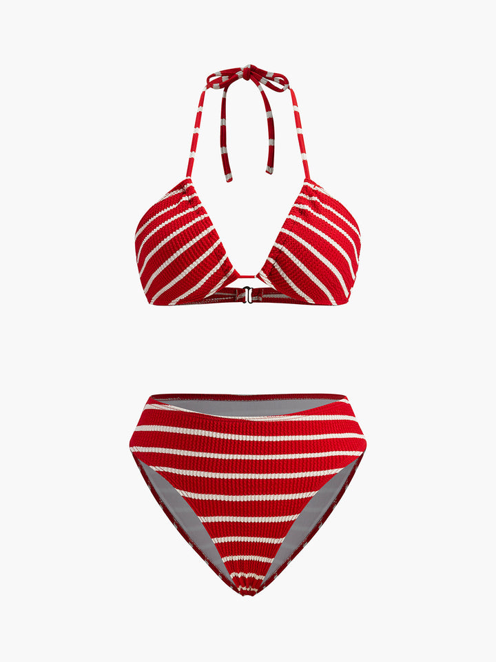 Striped Bikini With Matching Shorts  Liora Lane Boutique Bikini Sets