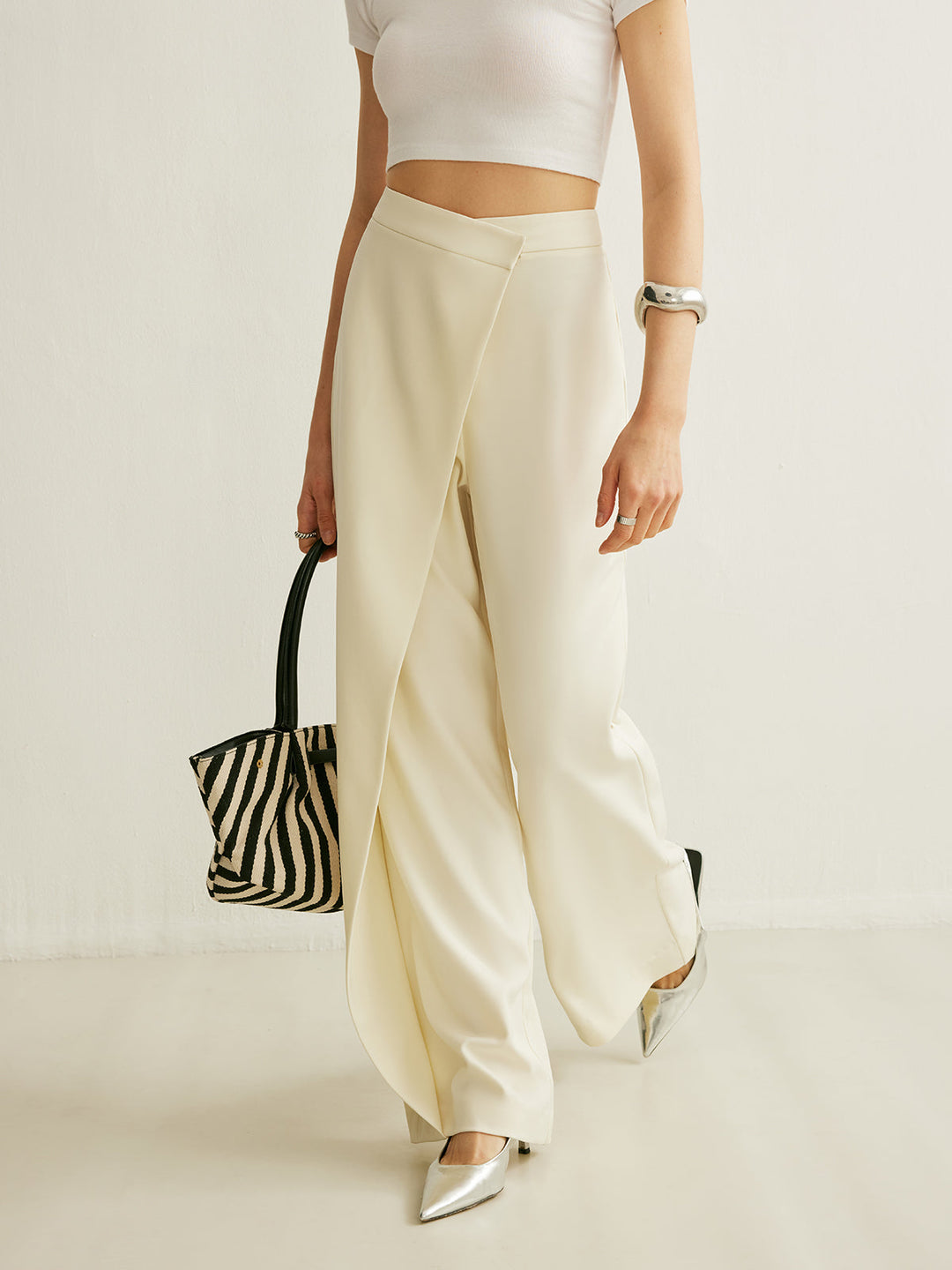 Asymmetrical Cross Wrap High-Waist Pants  Liora Lane Boutique Pants