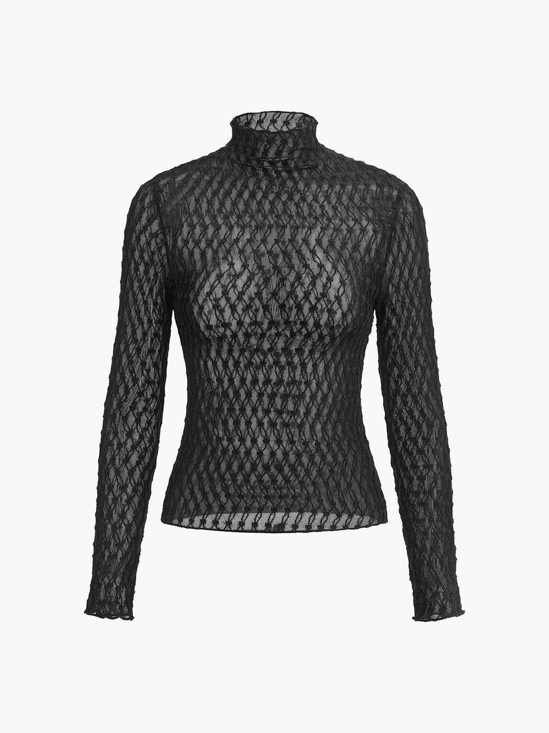 Mock Neck Semi-Sheer T-Shirt  Liora Lane Boutique T-Shirts