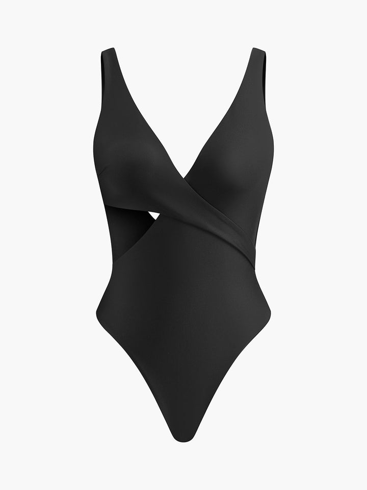 V-Neck Criss-Cross One-Piece Swimsuit  Liora Lane Boutique One-Pieces