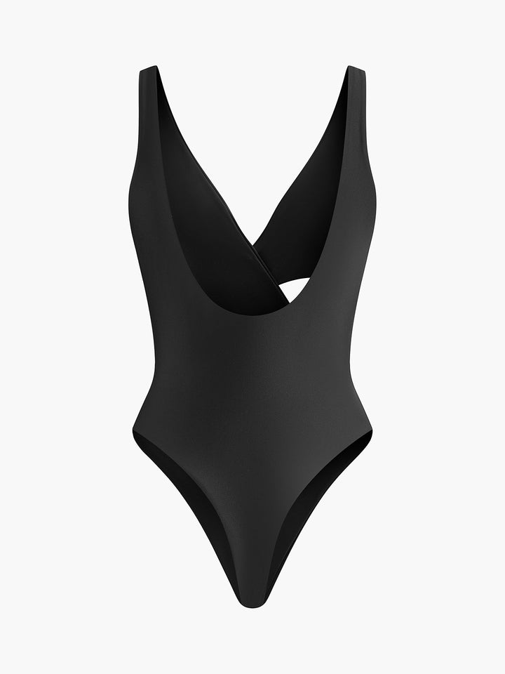 V-Neck Criss-Cross One-Piece Swimsuit  Liora Lane Boutique One-Pieces