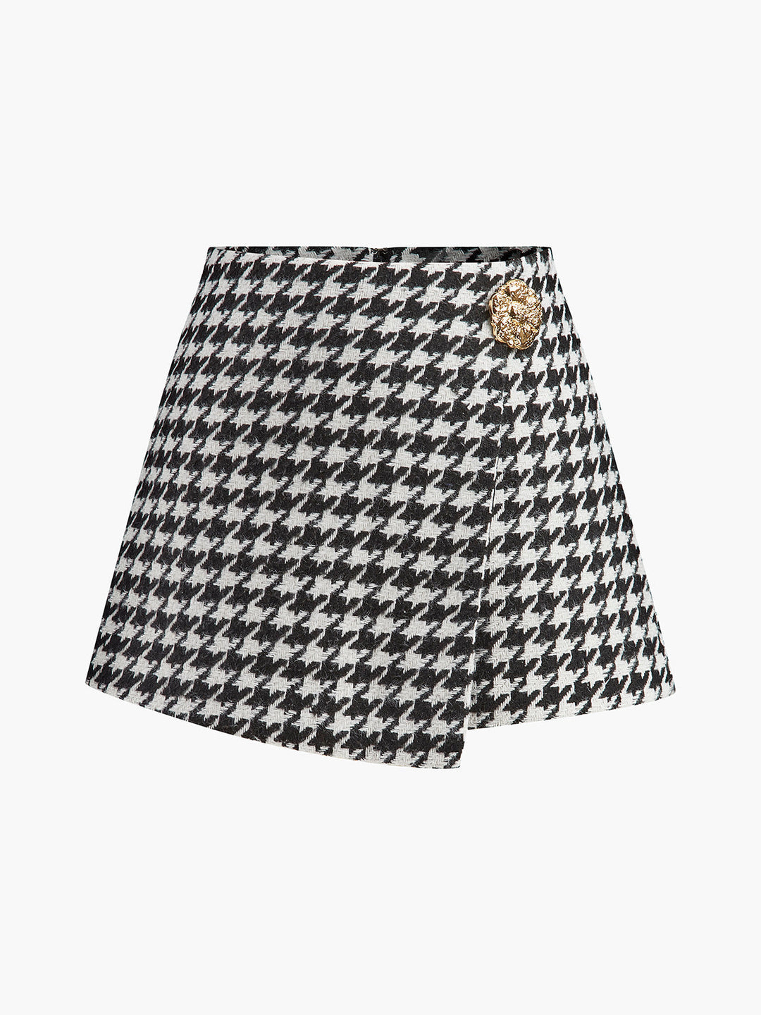 High-Waist Metal-Button Houndstooth Shorts  Liora Lane Boutique Shorts