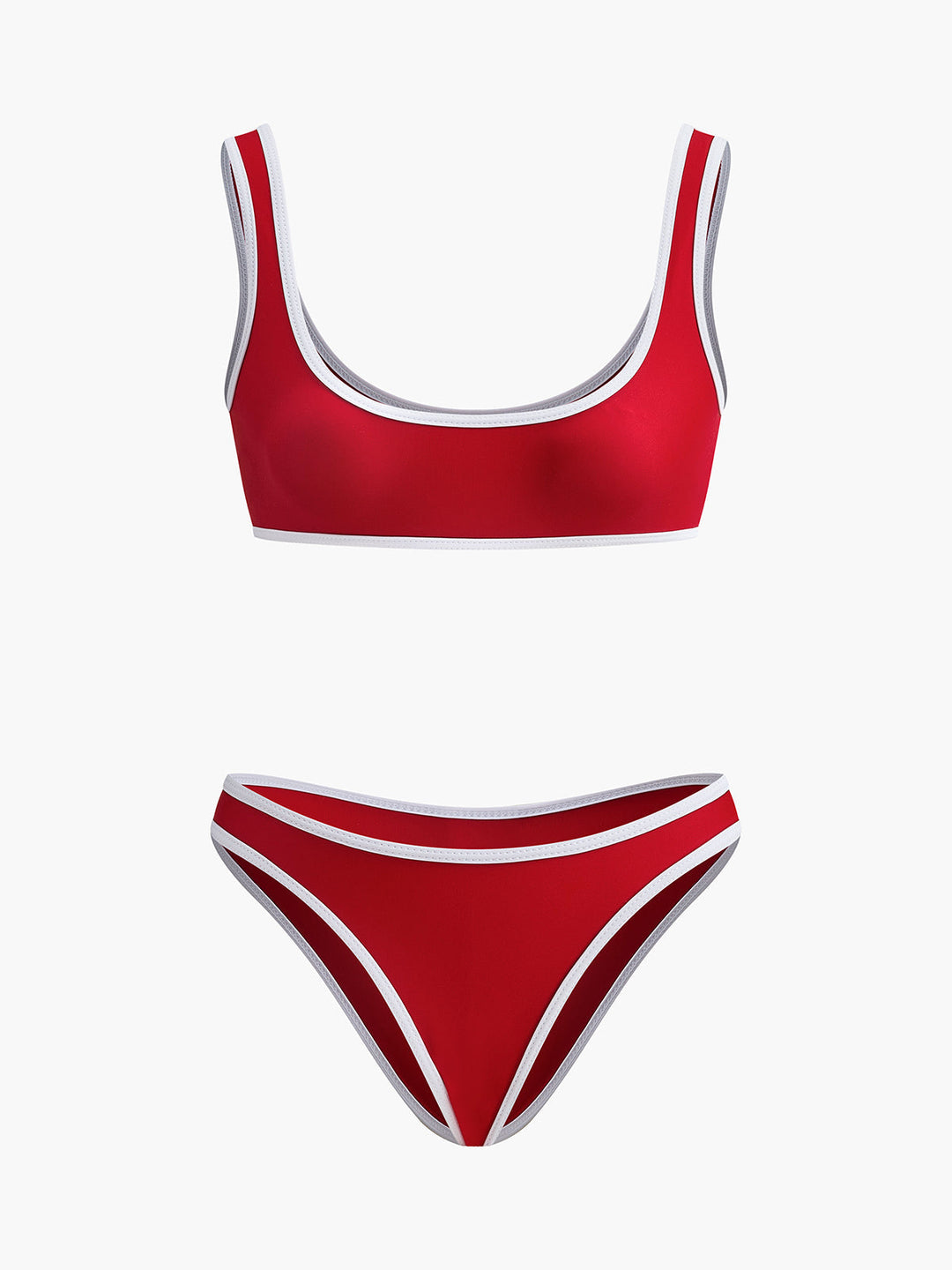 Contrast Trim Scoop Neck Bikini Set  Liora Lane Boutique Bikini Sets