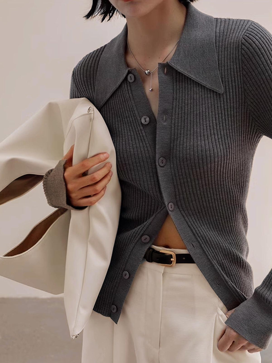 Ribbed Lapel Slim Cardigan  Liora Lane Boutique Cardigans