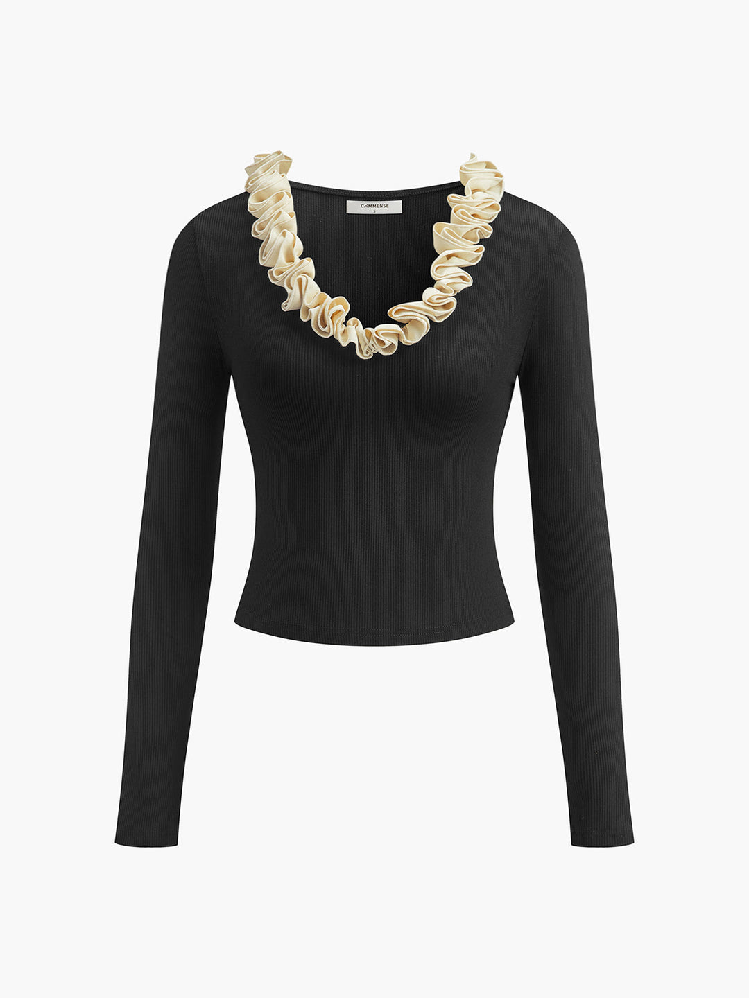 Cotton Floral Trim Slim T-Shirt  Liora Lane Boutique T-Shirts