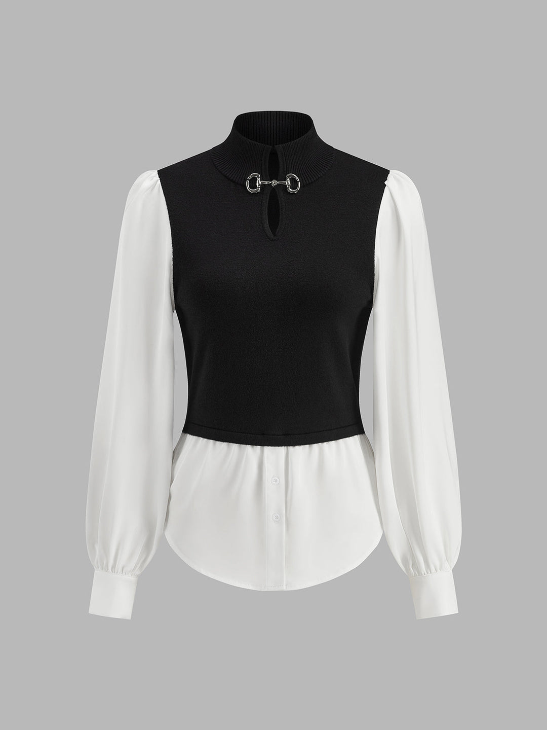 2 in 1 Color Block Metal-Detail Knit Top  Liora Lane Boutique Knit Tops