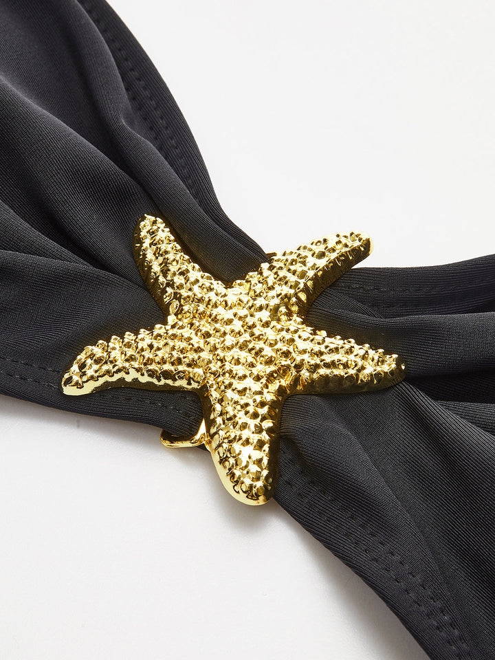 Starfish-Detail Bandeau Bikini With Mesh Skirt  Liora Lane Boutique Bikini Sets