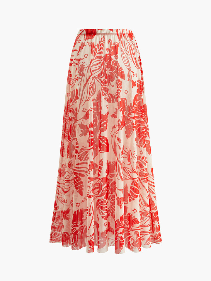Mesh Printed Cover-Up Skirt  Liora Lane Boutique Kimonos & Cover Ups