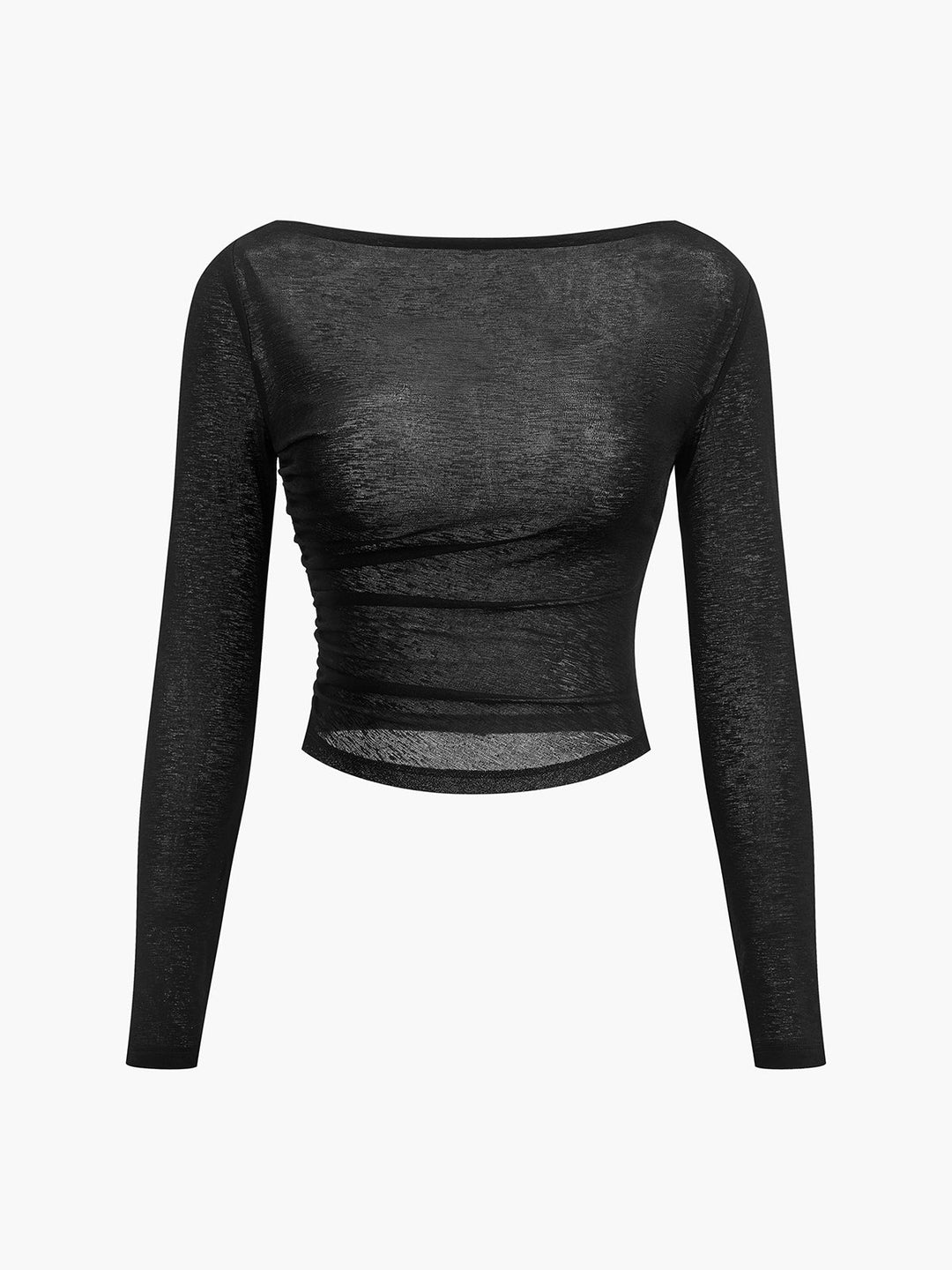 Straight Neck Sheer Panel Jersey Top  Liora Lane Boutique T-Shirts