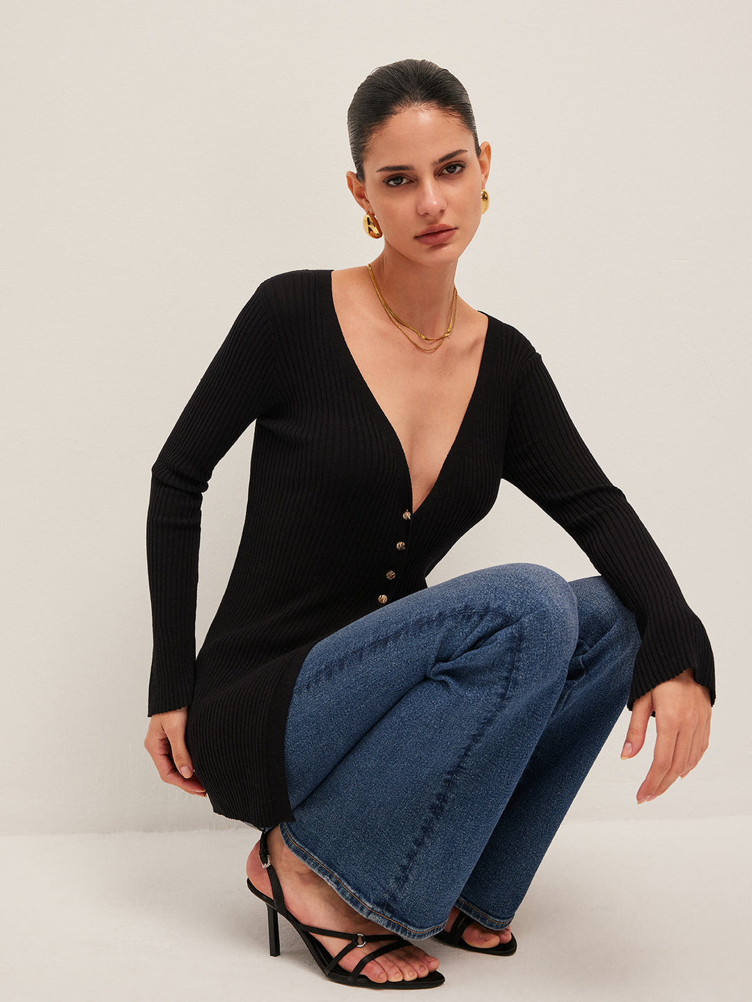 Ribbed Slit Button Cardigan  Liora Lane Boutique Cardigans
