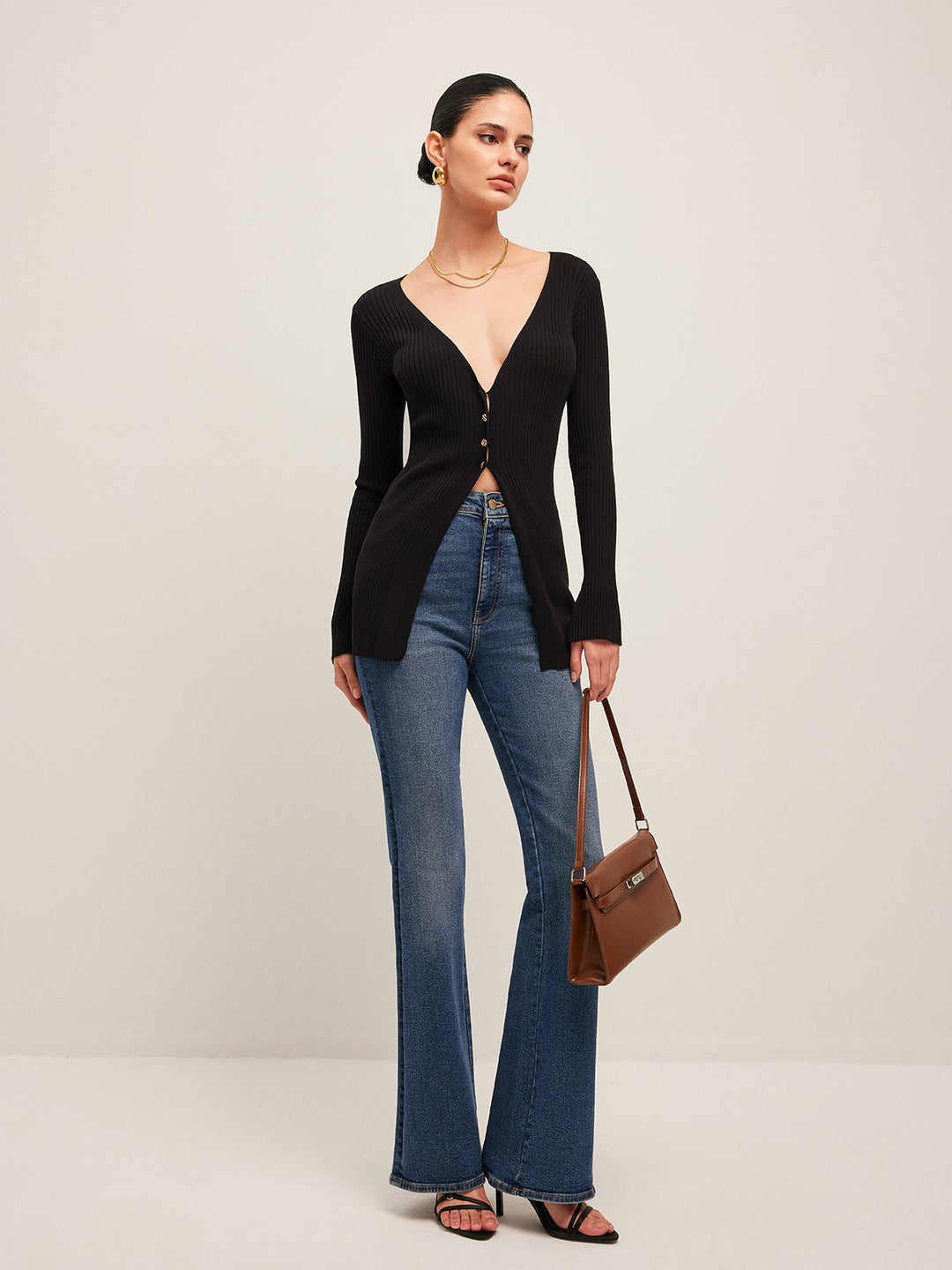 Ribbed Slit Button Cardigan  Liora Lane Boutique Cardigans