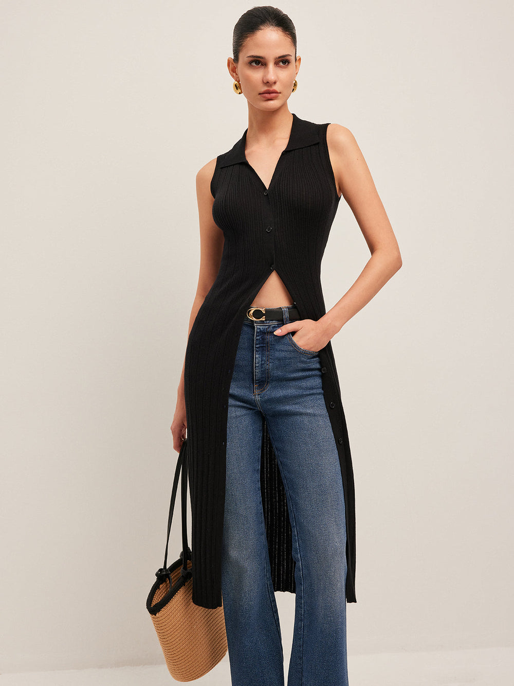 Ribbed Button-Up Knit Dress  Liora Lane Boutique Knit Dresses