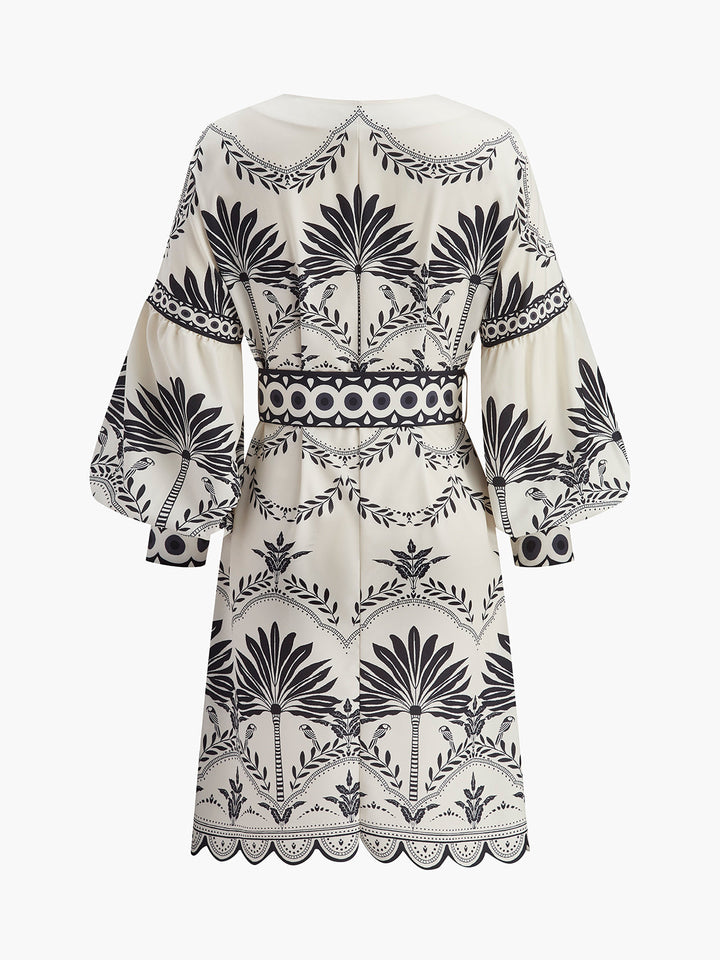 Boho Print V-Neck Belted Dress  Liora Lane Boutique Floral Dresses