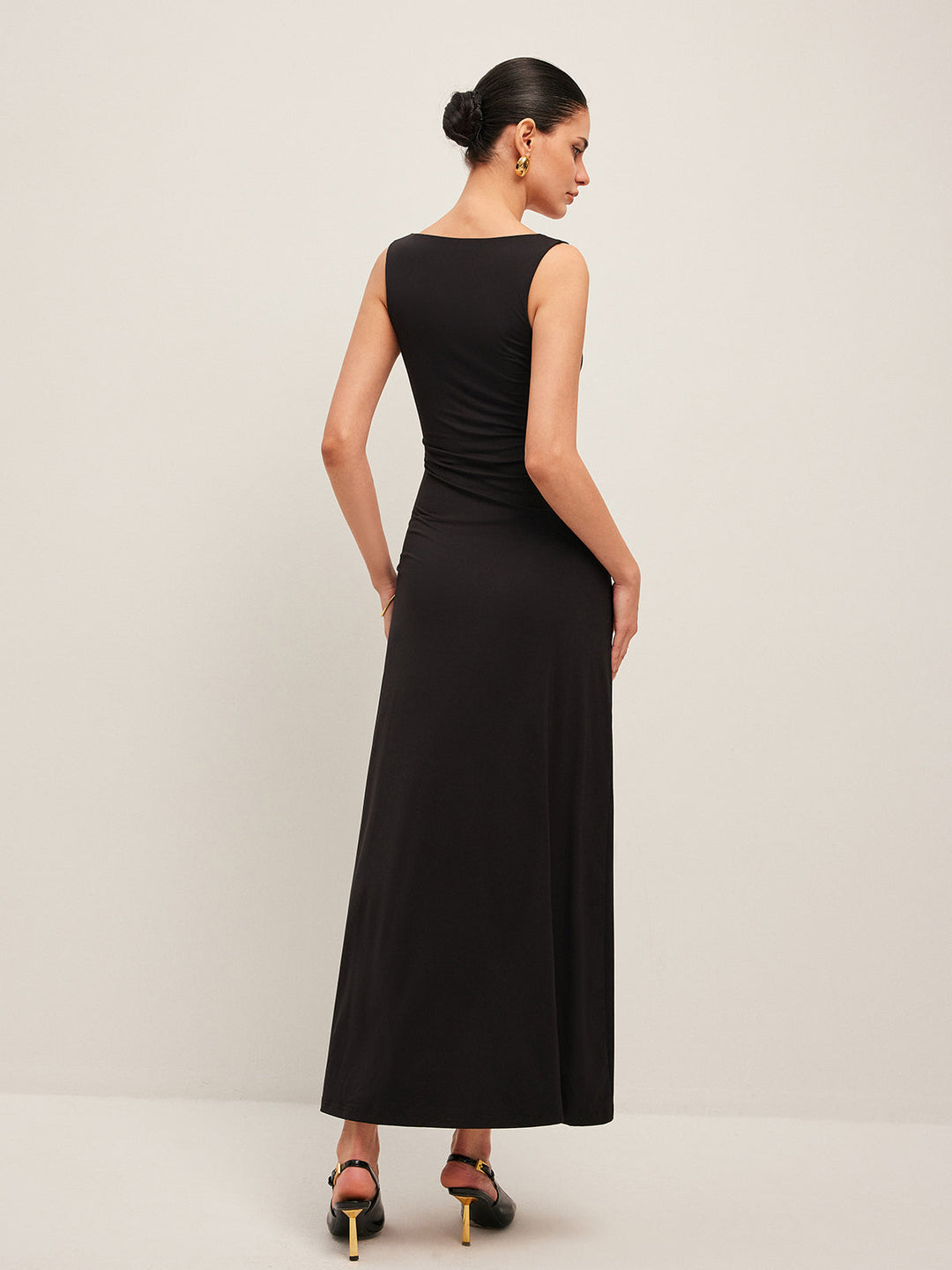 Gold Floral Detail V-Neck Sleeveless Dress  Liora Lane Boutique Dresses