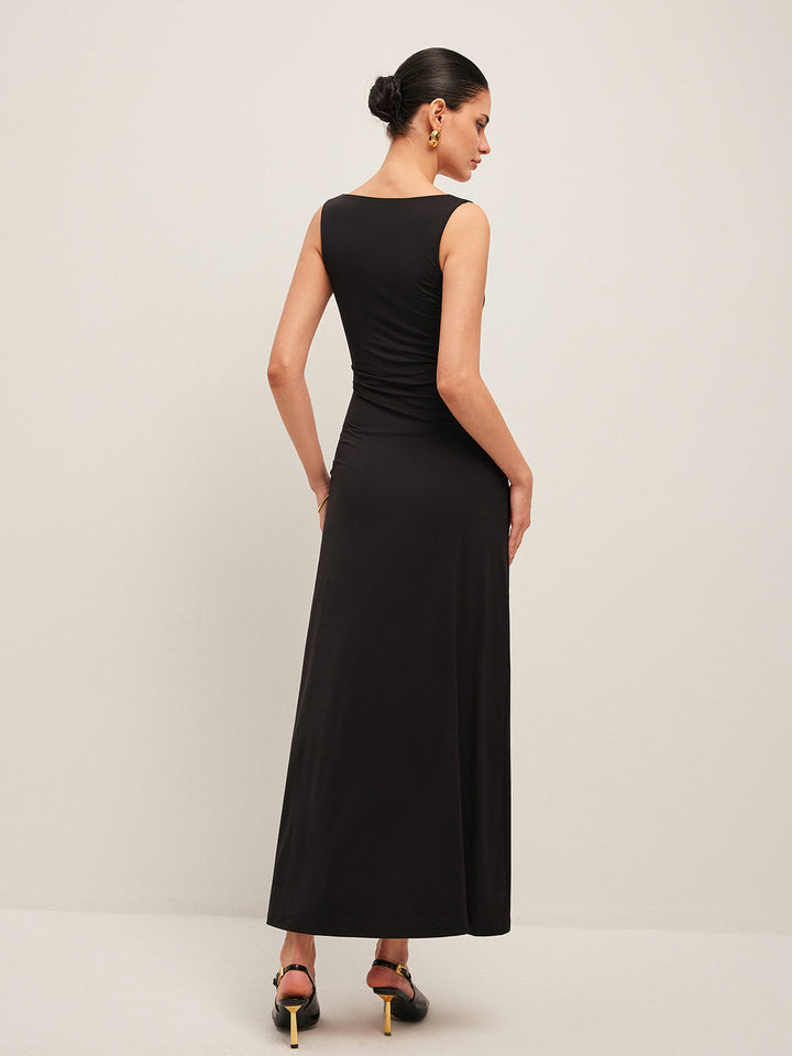 Gold Floral Detail V-Neck Sleeveless Dress  Liora Lane Boutique Dresses
