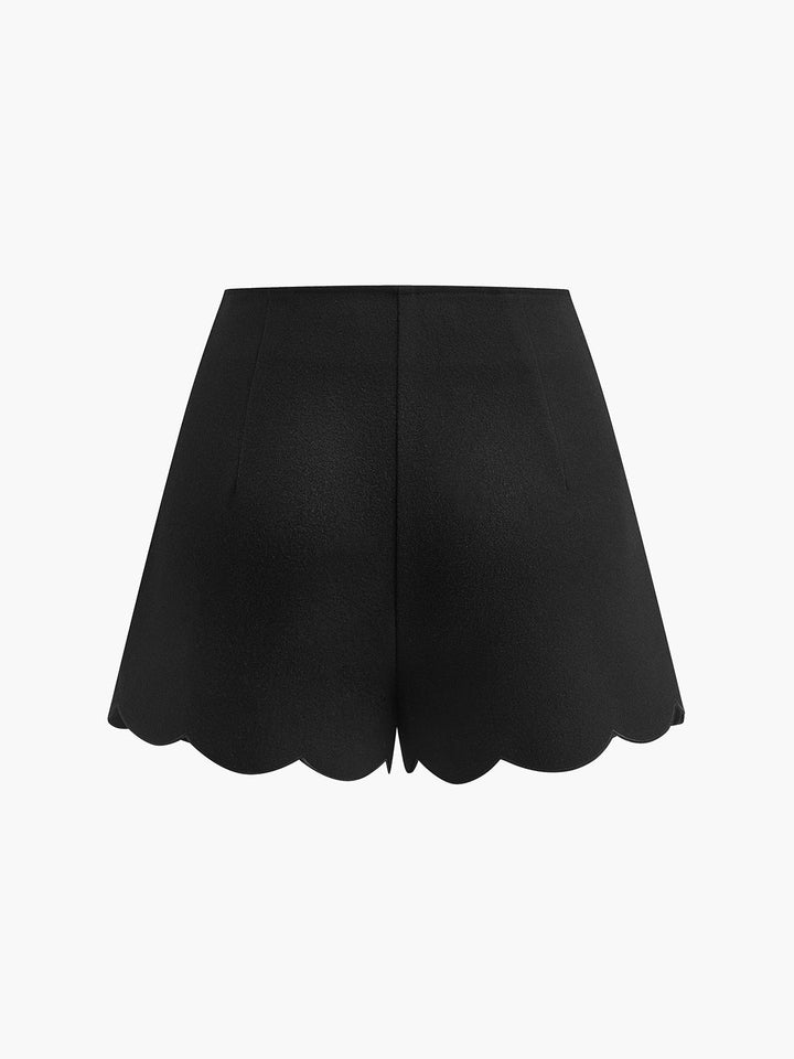 Scalloped Hem Side Button Skort  Liora Lane Boutique Shorts