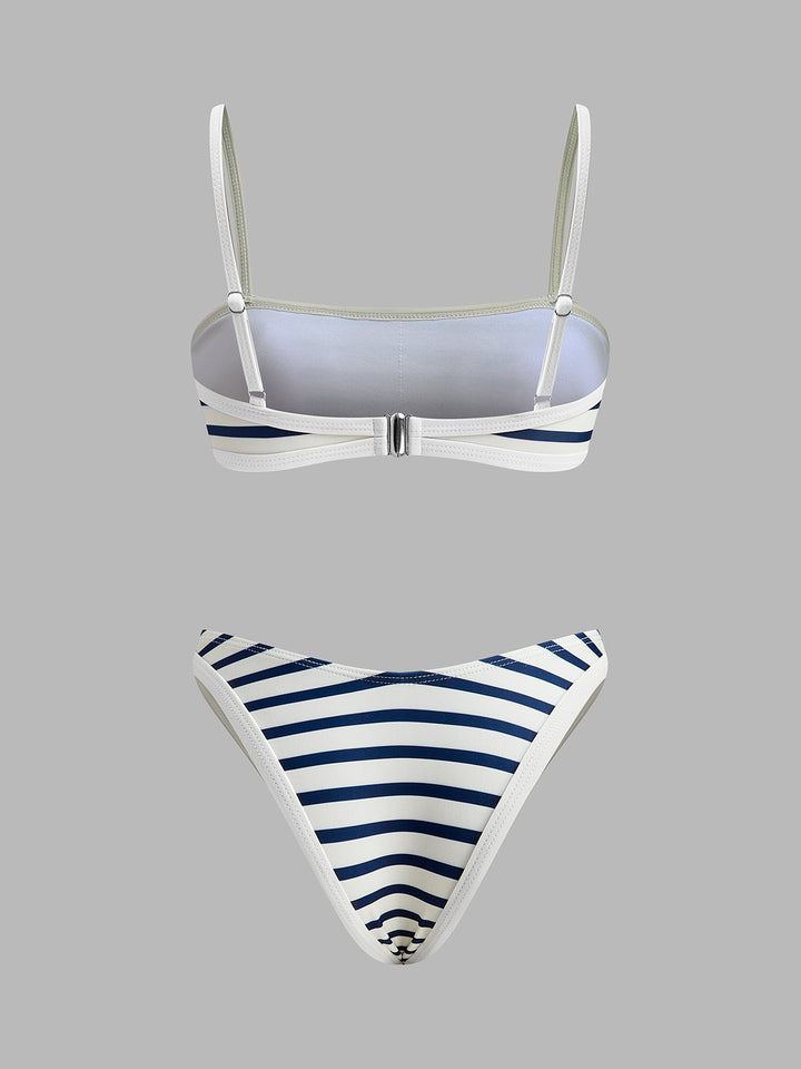 Nautical Stripe High-Cut Bikini  Liora Lane Boutique Bikini Sets