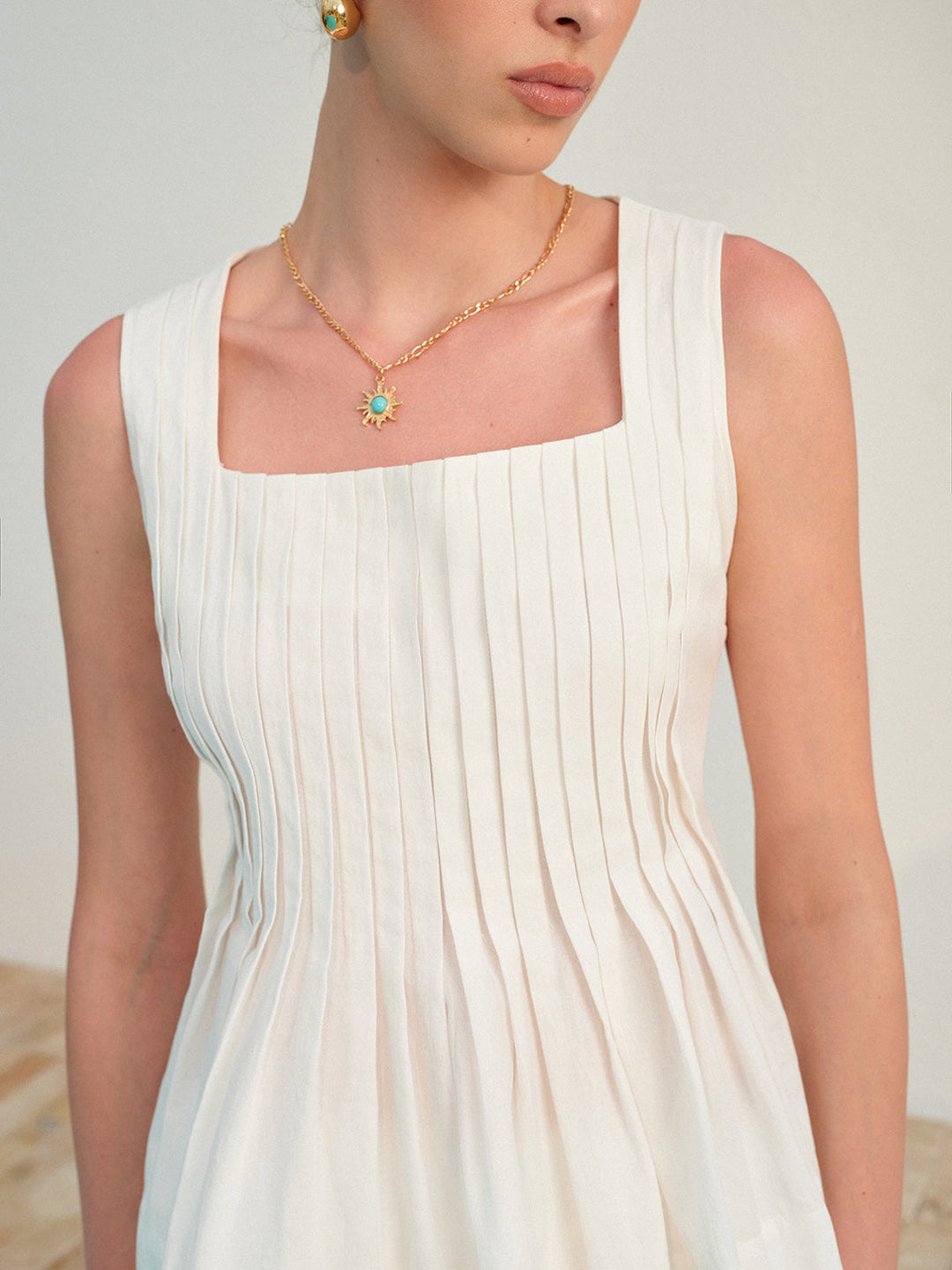 Square Neck Pleated Shorts Set  Liora Lane Boutique Short Sets
