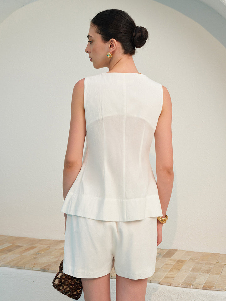 Square Neck Pleated Shorts Set  Liora Lane Boutique Short Sets