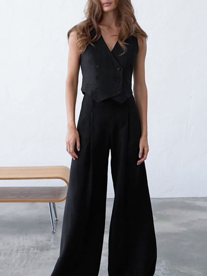 Minimalist Linen Two Piece Pants Set  Liora Lane Boutique Pant Sets
