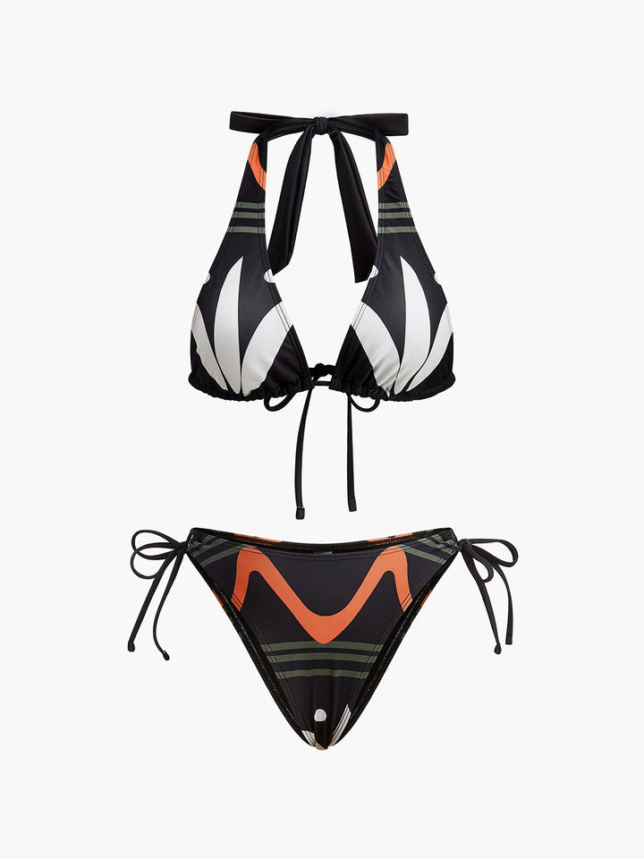 Halter Neck Tie-Back Bikini Set  Liora Lane Boutique Bikini Sets Black / L 91.99