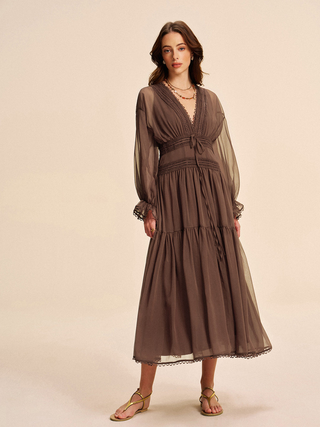 Boho Semi-Sheer Chiffon Dress  Liora Lane Boutique Dresses