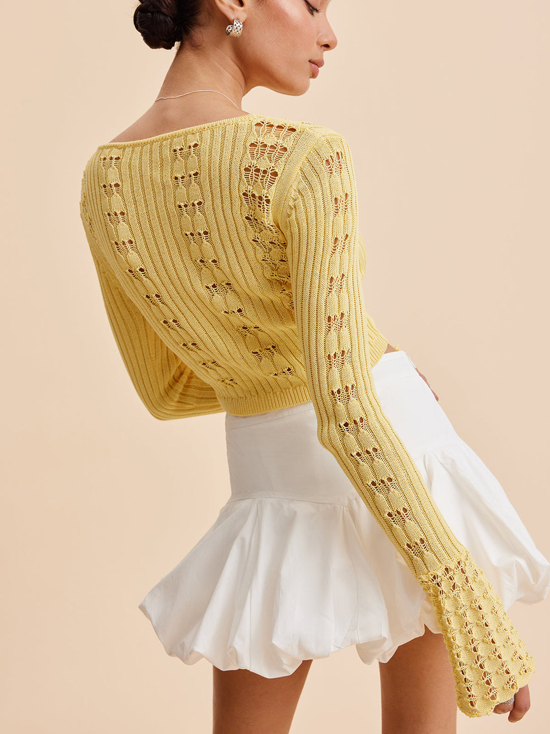 Bell Sleeve Crochet Knit Cardigan  Liora Lane Boutique Cardigans