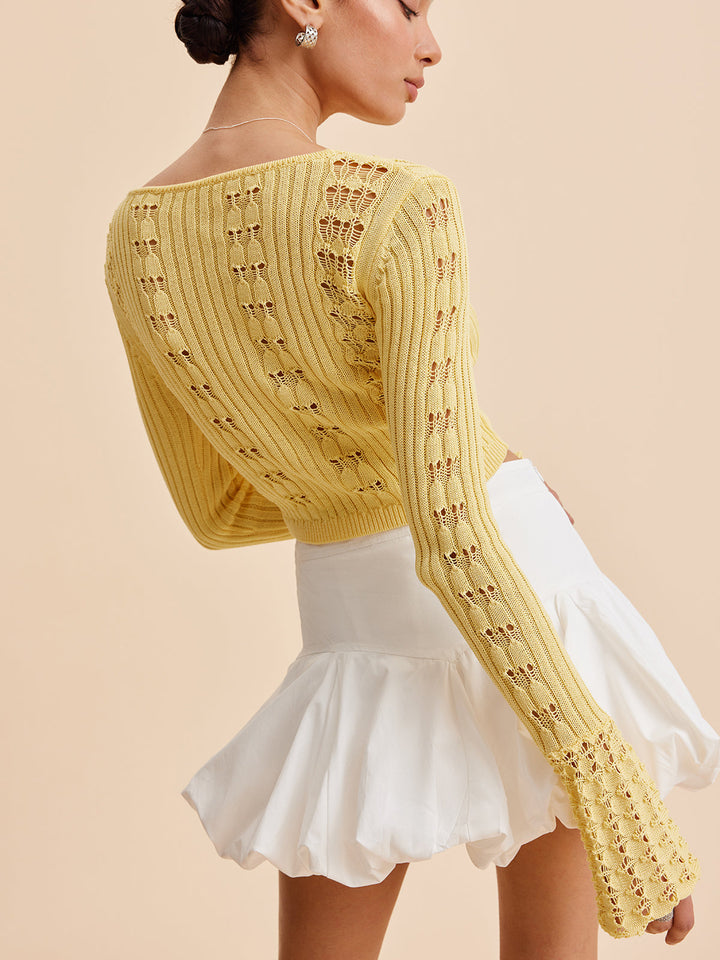 Bell Sleeve Crochet Knit Cardigan  Liora Lane Boutique Cardigans
