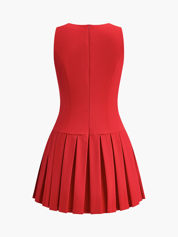 Metal-Button Pleated Tank Dress  Liora Lane Boutique Dresses