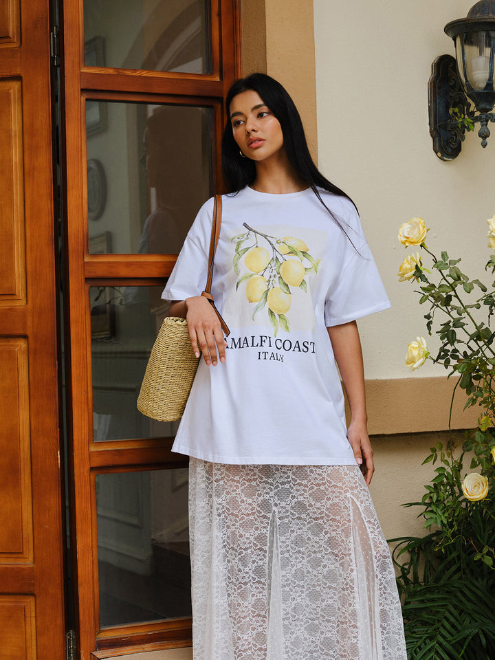 Cotton Print Oversized T-Shirt  Liora Lane Boutique T-Shirts